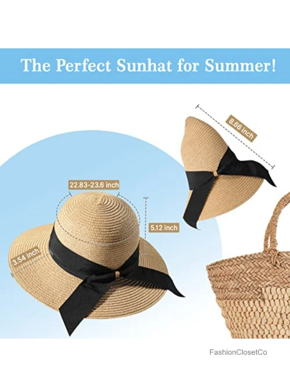 UPF 50+ Wide Brim Sun Straw Hat Packable Roll Up for Beach Travel